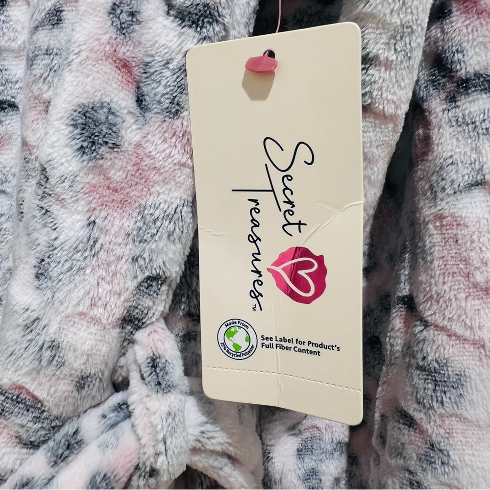 Secret Treasures Womens Superminky sleep Robe soft pink leopard size XL 16-18 - Picture 7 of 15